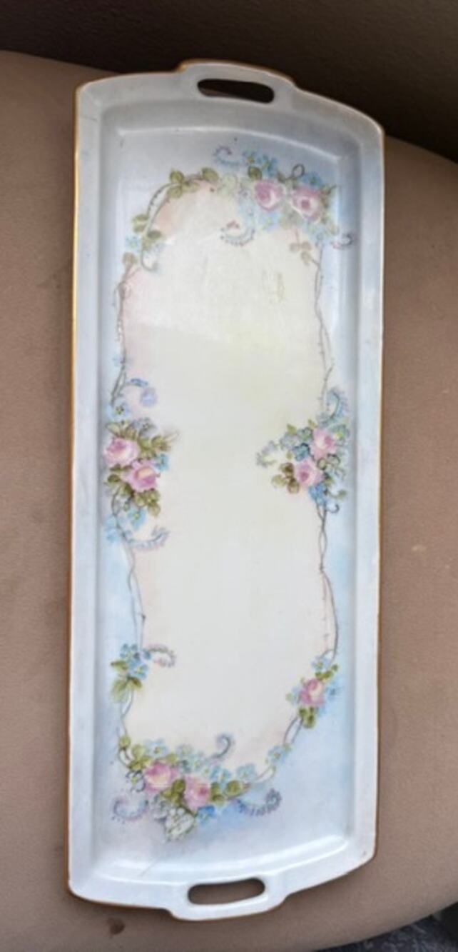 1929 Hand‑Painted Porcelain Floral Serving Tray with personalization
